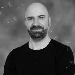 Black and white photo of Fabrizio Acanfora